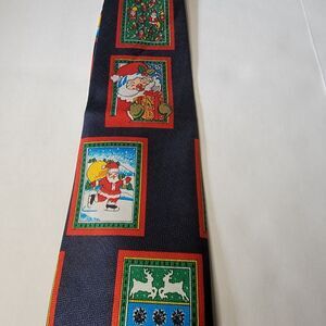 Dino Romaro Christmas Tie- Framed Xmas Pictures- Navy Blue- Handmade